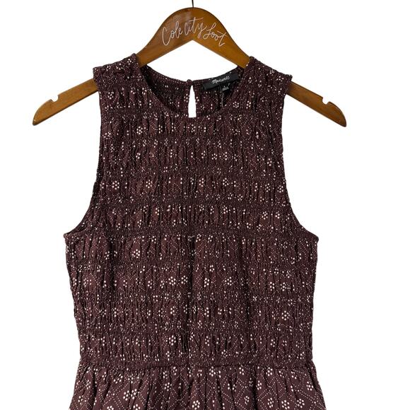 Madewell Melody Midi Dress Small Smocked Daisy Print Plum NV483 - Picture 3 of 10